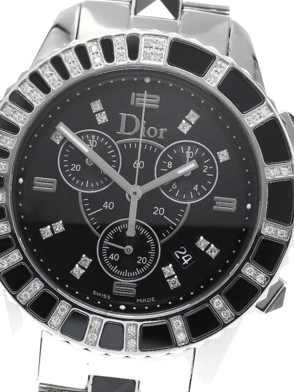 Dior crystal CD11431E diamond bezel chronograph black Dial Quartz Men's_949710